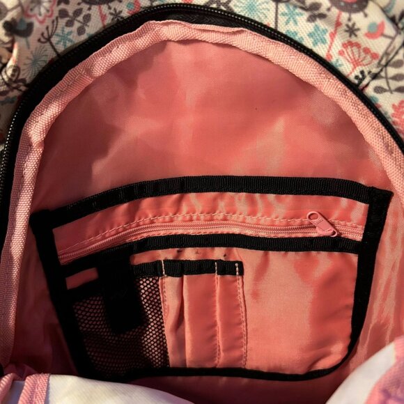 Floral Pattern Backpack With Multi-Compartment Design & Mesh Side Pockets - Picture 4 of 8